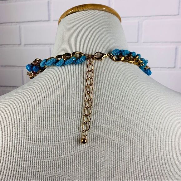 T&J Designs Pretty Blue Beaded Crystal Necklace - Picture 7 of 11